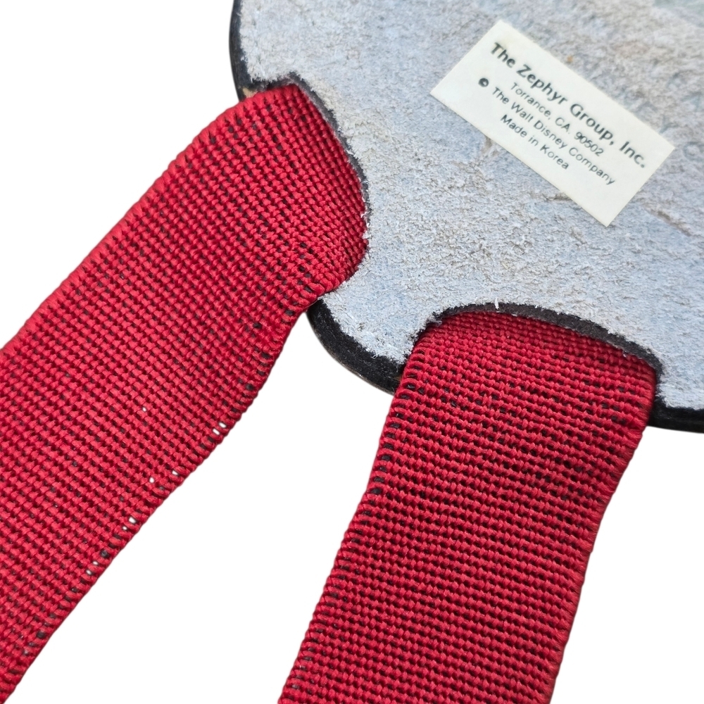 New Oldstock Vintage 90s Disney Mickey Mouse Leather Suspenders Red Korea Made - Picture 6 of 7